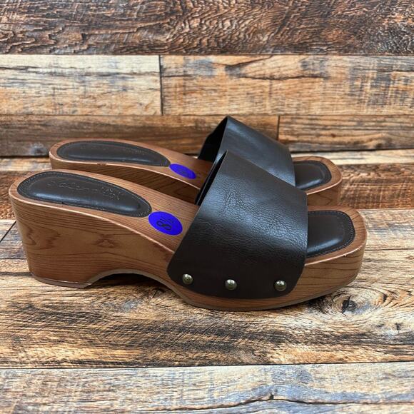 Splendid Brexlee Platform Wedge Clog Sandals Women's 8.5 Slip On Brown Y2K Stud - Picture 4 of 10